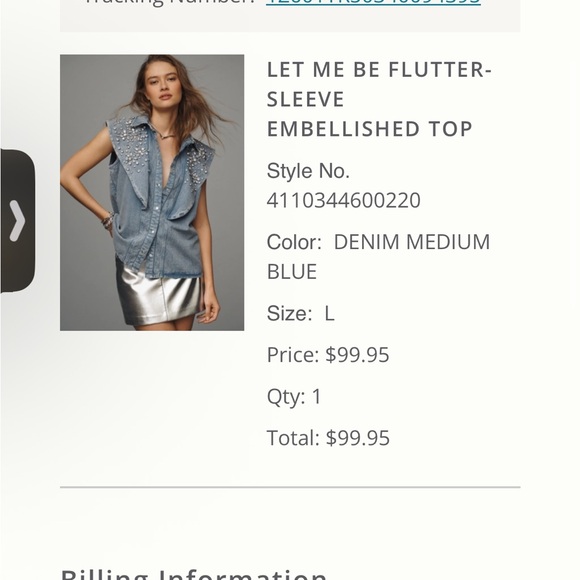 Anthropologie Blue Gray Embellished Sleeveless Button Down - Picture 3 of 3